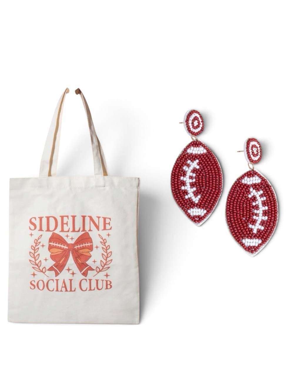 Francesca's Football Bundle-Beaded Earrings & Sideline Social Club Bow Bag